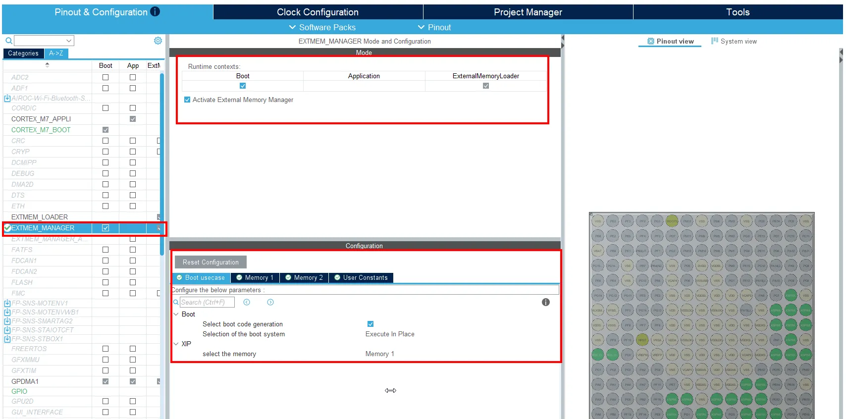 Boot Usecase in ExtMem Manager