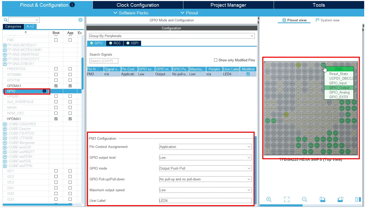 GPIO PM3 Parameter Configuration