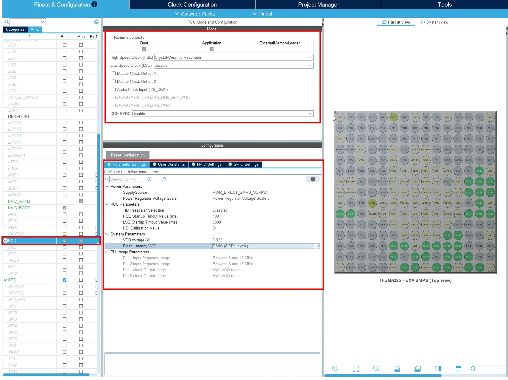 RCC and Power Configuration in STM32CubeMX